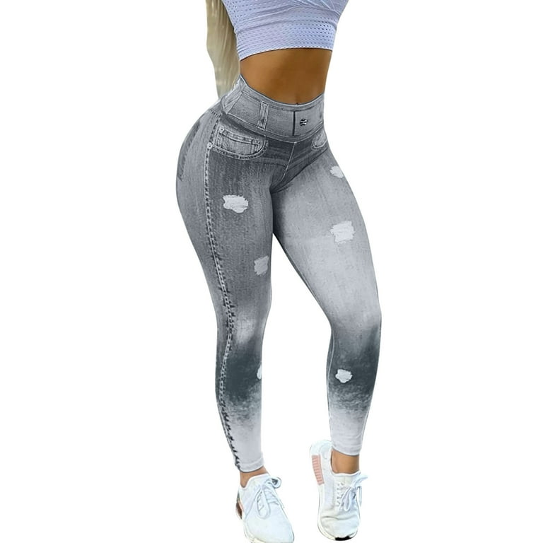 MRULIC yoga pants Yoga Leggings For Womens Ankle Length Pants For Running  Sports High Waist Fitness Leggings Yoga Pants Grey + M