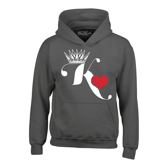 Shop4Ever Men's King of Hearts Hooded Sweatshirt Hoodie XX-Large Charcoal