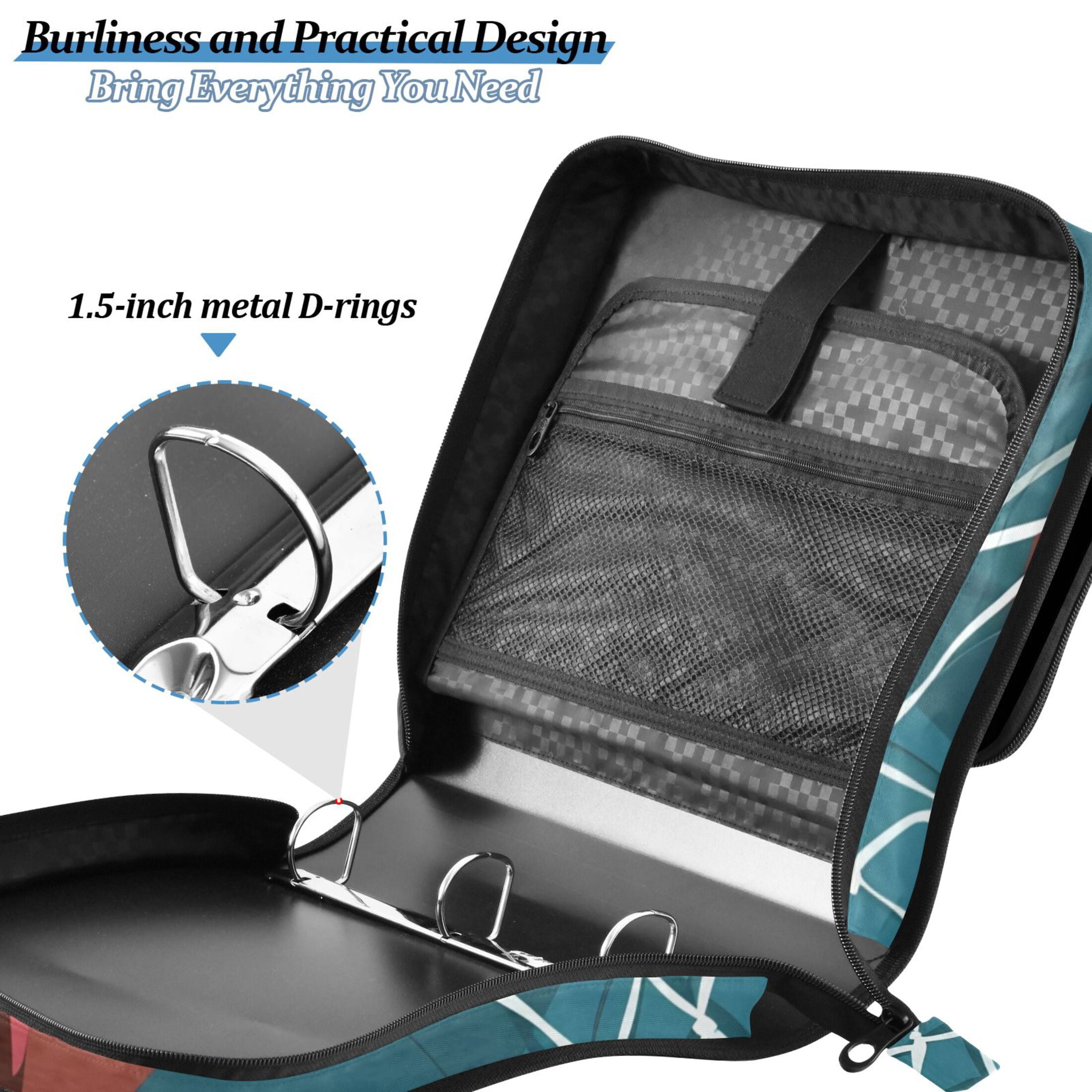 ALAZA Zipper Binder Basketball-a1 3 Ring Trapper Keeper File Folder Organizer Bag