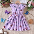 thumbnail image 4 of Girls Toddler Dress Summer Full Butterflies Print Little Flying Sleeve Colourful Beach Wear For Kid Infant size 7T, 4 of 7