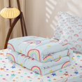 thumbnail image 5 of Manfei Kawaii Rainbow Zipper Queen Comforter Set with Fitted Sheet and 2 Pillowcases, Star Cloud Zipper Bedding Set, Blue, Stars Reversible, 4pcs, 5 of 7