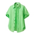 thumbnail image 4 of LMOIPLI Men's Short Sleeve Button Down Shirts Casual Textured Breathable Shirt Summer Fashion Hawaiian Beach Tops Green M, 4 of 5
