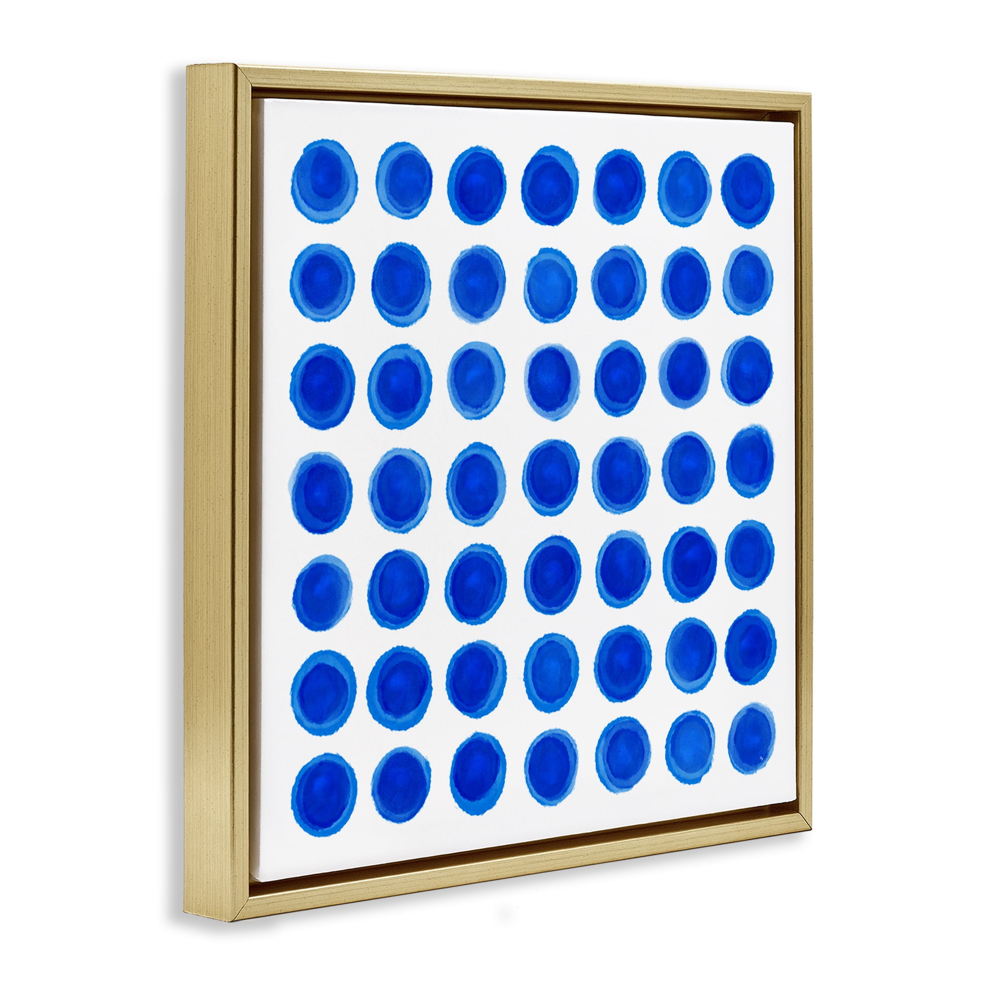 Stupell Industries Blue Dots Uniform Pattern Gold Framed Floater Canvas Wall Art, design by Martina Pavlova