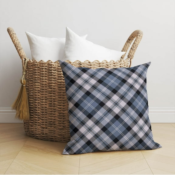 Anthony Plaid Blue Throw Pillow