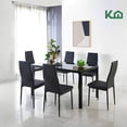 thumbnail image 2 of Juego de Comedor Moderno Mesa Con 6 Sillas Estructura Metalica Vidrio Templado Kingshouse negro, 2 of 7