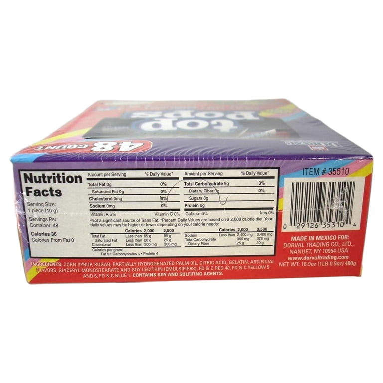 Top Pops Chewy Taffy Pops, 16.9 Ounce Assorted Flavors, 48 Count