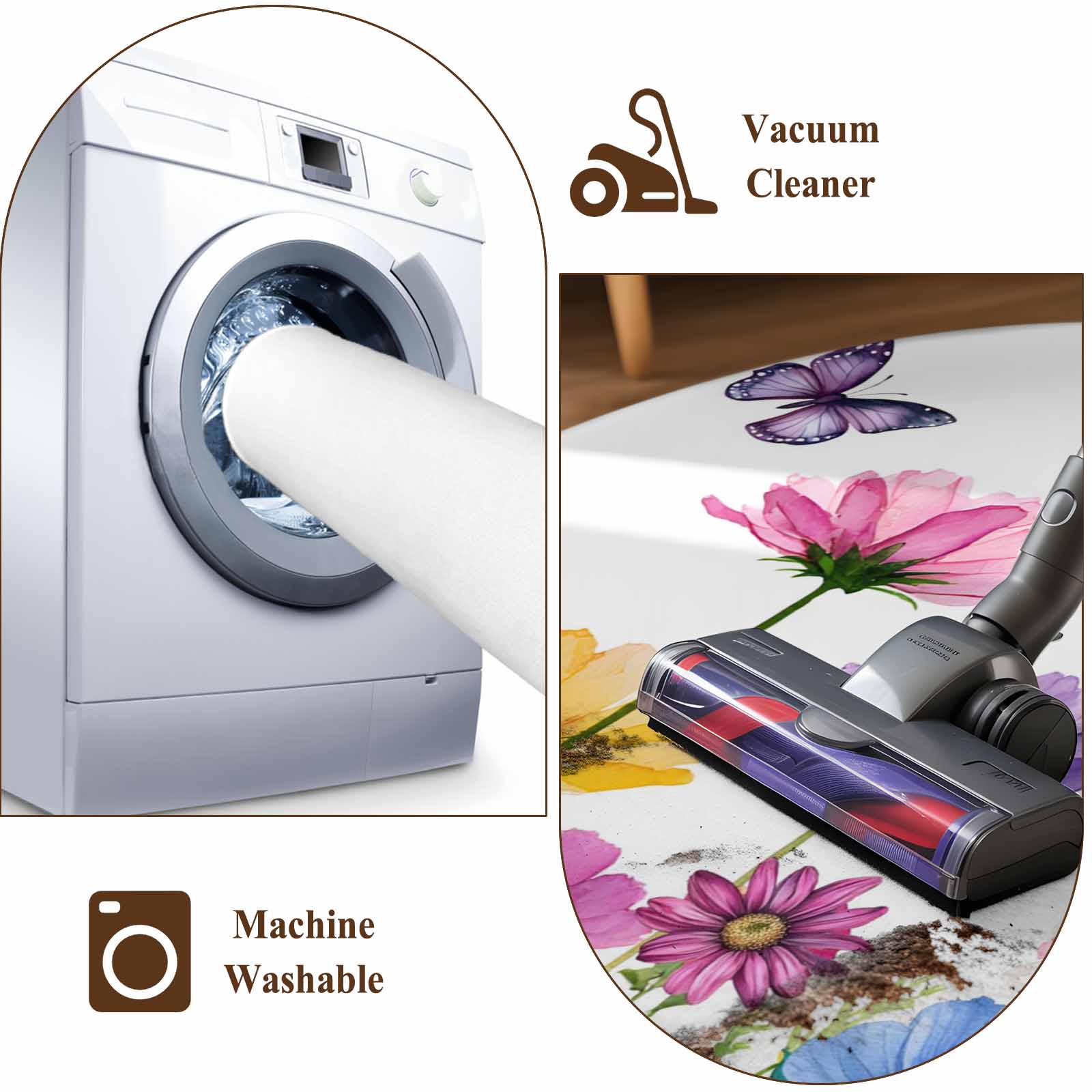 Large Area Rugs for Living Room Bedroom, Spring Flowers 8'x10' Rug Washable Carpet Runner Indoor Outdoor, Watercolor Butterfly Dragonfly Daisy Country Non Slip Floor Mats Rug for Kitchen, Patio