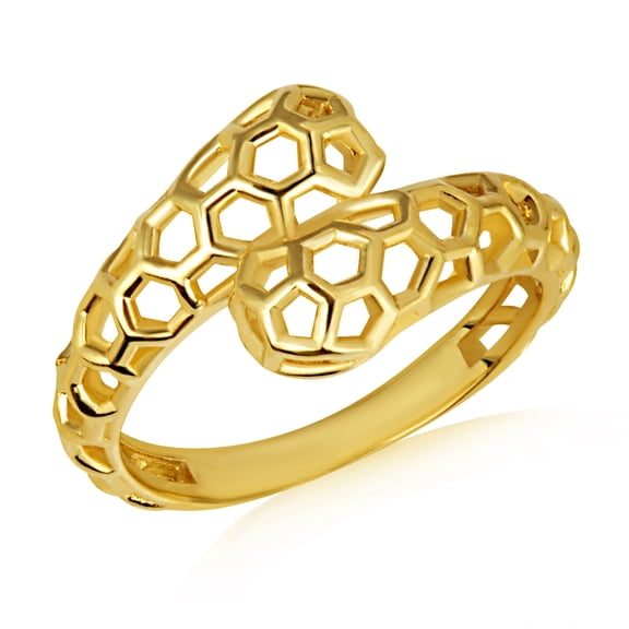 10k Yellow Gold Honeycomb Beehive Wraparound Band Ring (Size 4)