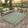 thumbnail image 5 of Gertmenian Tropea Mika Modern Geometric Green Ivory Premium Flatweave UV Resistant Indoor Outdoor Area Rug, 6x9, 5 of 7