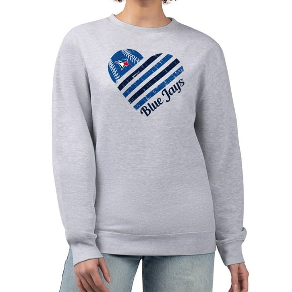 Women's G-III 4Her by Carl Banks Heather Gray Toronto Blue Jays Heart Logo Fleece Pullover Sweatshirt