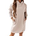 thumbnail image 1 of Vestidos Cuello con capucha Sudadera con capucha para mujer Vestido de sudadera ligero y cálido de manga larga, 1 of 5