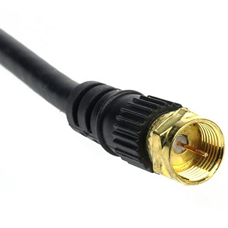 1ft Black COAXIAL Cable TV RG6 CATV F-Type F-PIN Cord Video 75 OHM 18AWG VCR