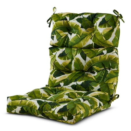 Palm Leaves White 44 x 22 in. Outdoor High Back Chair Cushion pack of 2