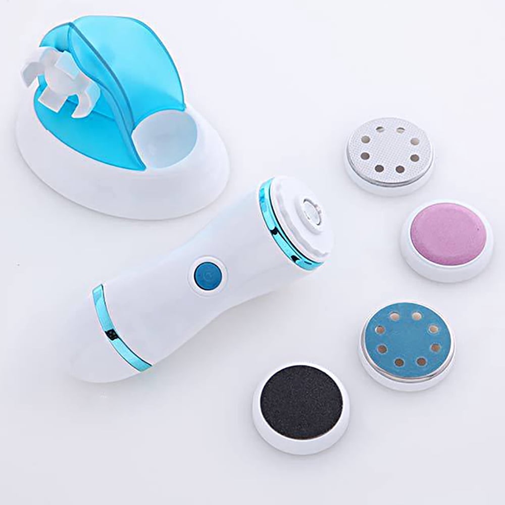 Dr.pedi Electric Foot File, Rechargeable Callus Remover for Feet & Toes, Pedi Care Tool with 4 Interchangeable Heads, Waterproof for Shower Use, USB Charging