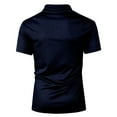 thumbnail image 5 of Handshe Summer Men's Casual Fashion Solid Color Short Sleeved Fold-over Collar Blouse/Shirt Beach Blouse, 5 of 8
