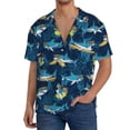 thumbnail image 1 of Balery Cartoon Surfer Sharks Camisa Casual de Manga Corta con Botones para Hombre, Texturizada, Estilo Cubano, para Playa, Verano-4X-Large, 1 of 5