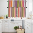 thumbnail image 3 of Vintage Color Stripes Kitchen Curtains Valances and Tiers Set of 3 Orange Yellow Gray Striped Retro Lines Tier Curtains and Valance with Rod Pocket for Small Windows, 27.5"x24", 3 of 9