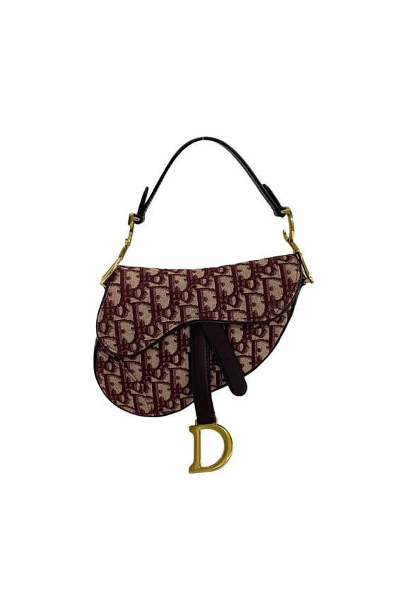 Pre-Owned Christian Dior Saddle Bag, Trotter Pattern, Genuine Leather and Canvas,... (Good)