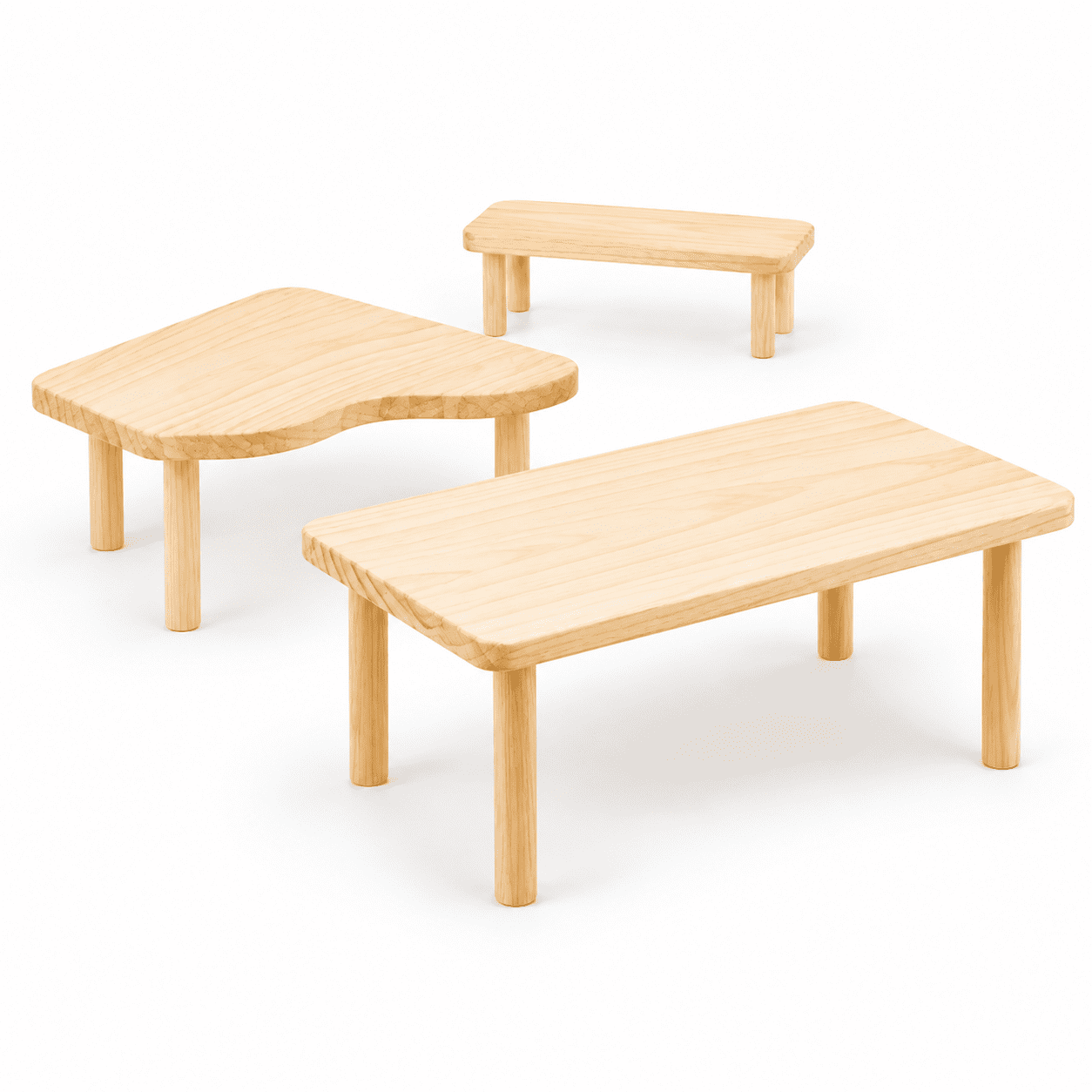 3-Pack Small Pet Wooden Play Platforms Rectangular & Triangle Habitat Decor for Hamsters Gerbils Mice