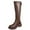 Brown, variant on Xfvqtps Retro Womens Fashion Boots Knee High Leather Flatform Boots Winter Chunky Heel Tall Boots with Back Zipper Versatile Streetwear Daily Boots Black