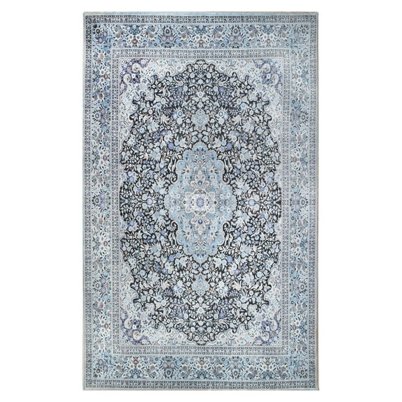 BNM Floral Medallion Indoor Area Rug, 9' x 12', Azure