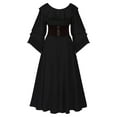 thumbnail image 4 of TFEOQRY Women's Renaissance Dress Set Ruffle Corset Belted Waist Maxi Dress Medieval Outfit Black, 4 of 7