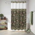 thumbnail image 6 of No Hook Shower Curtain, Sage Green Floral Shower Curtains for Bathroom with See Through Top Window, Ethnic Tribe Abstract Art Flowers Waterproof & Washable Bath Curtain Stand Up Stall 36"x72", 6 of 9
