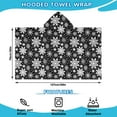 thumbnail image 2 of Black Christmas Snowflake Pattern Hooded Bath Towel，50"x30" for Ages 3 To 12 Kids, Quick Dry Lightweight Soft Microfiber Hood Beach Towel Cover Up for Kids, 2 of 7
