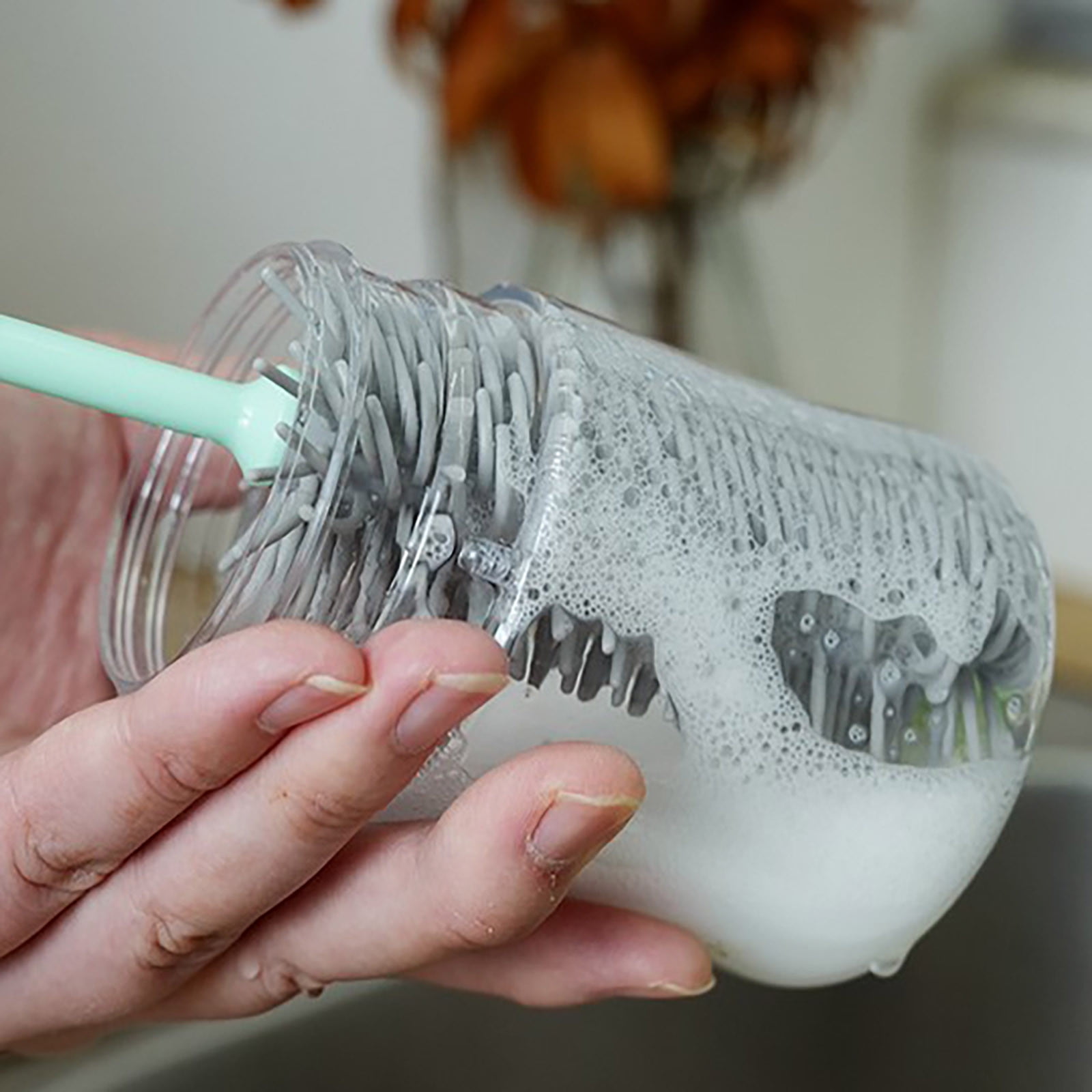 Rechargeable Electric Baby Bottle Cleaning Brush Set, 5-in-1 Silicone Bottle Cleaner with Nipple, Straw & Stirring Attachments, Travel-Friendly for New Moms