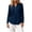Dark Blue, variant on Women's Notch Neck Henley Blouse, Fall Casual Long Sleeve Textured Top For Women Everyday Wear, Women's Black, Sizes S-2XL