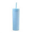 thumbnail image 1 of Inteprter Botella de agua de 16 onzas, vaso de paja esmerilado de plástico de 2 capas, bebida portátil, taza de té de la leche, soporte para Mostrada Cielo azul NO6, 1 of 6