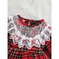 thumbnail image 5 of Christmas Dress Toddler Kid Girl Lace Trim Plaid Tulle Party Dress 6M 12M 18M 24M 3Y 4Y 5Y Little Girl Ruched Long Sleeve Princess Xmas Dress, 5 of 10