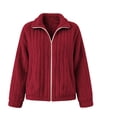 thumbnail image 4 of Brnmyaeo Womens Fuzzy Fleece Jacket Warm Loose Zip Up Lapel Neck Cozy Coat Casual Long Sleeve Ribbed Fleecy Fall Winter Trendy Outwear, 4 of 7