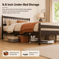 thumbnail image 4 of Miniyam Queen Pine Wood Platform Bed Frame with Spindle Headboard, 9.8" Underbed Storage, Brown, 4 of 8
