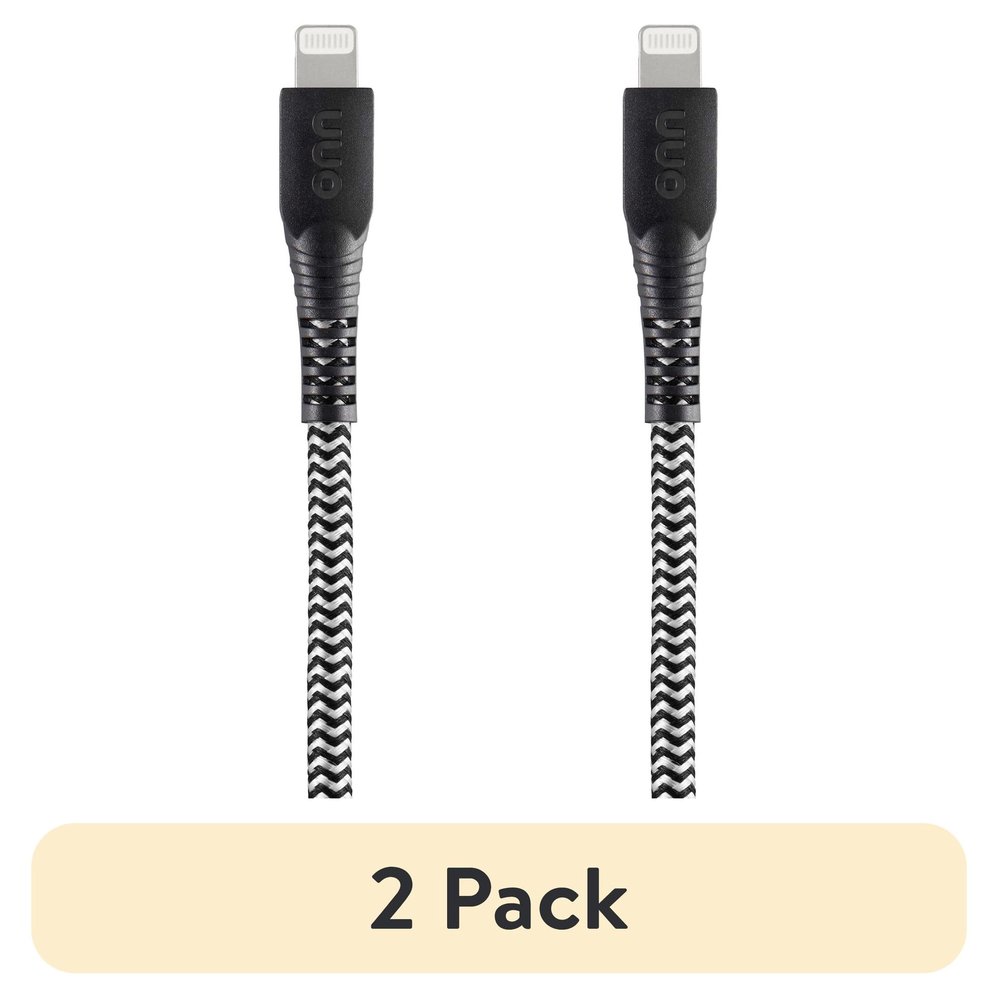 (2 pack) onn 6ft Lightning to USB-C Charging Cable  MFI Certified  Fast Charging  Black