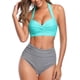 thumbnail image 3 of Traje de baño de bikini vintage para mujer, conjunto de dos piezas de cintura alta con volantes y pantalones de bikini con volantes y cordones, en combinación con traje de baño 3/4, 3 of 6