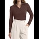 thumbnail image 2 of Camisas de Mujer de Larga, Informales, de Negocios, con Cuello en V, Suéter de Punto Acanalado, Blusas Ajustadas. Marrón Oscuro XL, 2 of 5