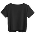 thumbnail image 2 of Haut Court d'Été pour Femme Uni à Manches Courtes, T-Shirt à devant Torsadé, Noir, M, 2 of 5
