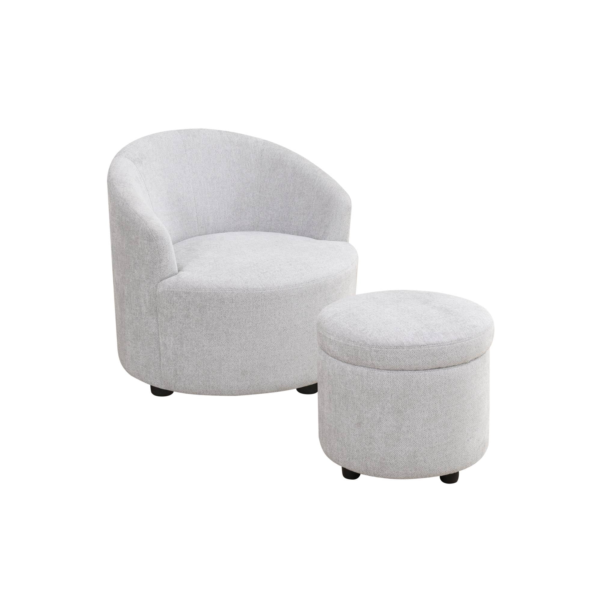 Swivel Barrel Chair With Storage Ottoman Comfy Armchair with Footrest Reading Chair for Living Room, Bedroom