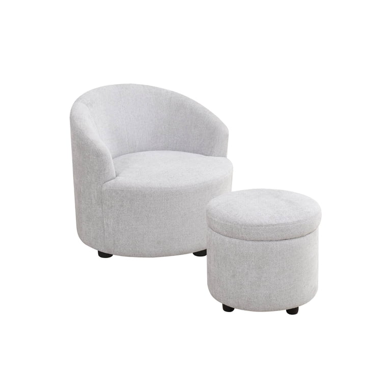 TrumanPick Swivel Barrel Chair with Storage Ottoman photo 2