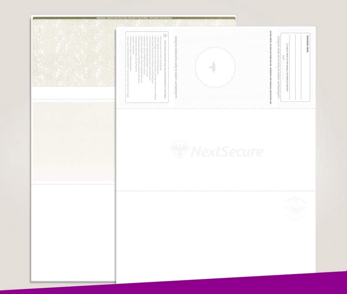 Next Day Labels NextSecure Blank Laser Checks, 500 Sheets, 85 x 11 Inches, Gold
