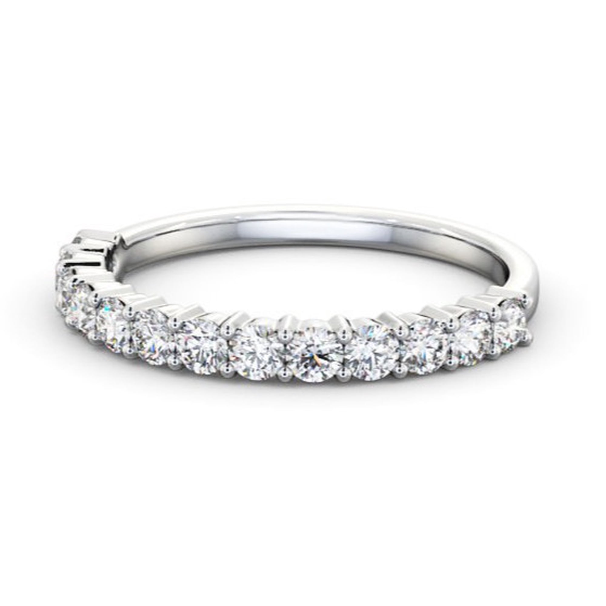 Wedding Diamond Band, Half Eternity Diamond Band, Pave Set Diamond Anniversary Band, 14K White Gold Plated, 1.5 Ct Simulated Diamond