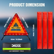 Road Triangle DOT Approved, Reflector Warning Safety Triangles Kit for Vehicles, Roadside Emergency Triangles 3 pack