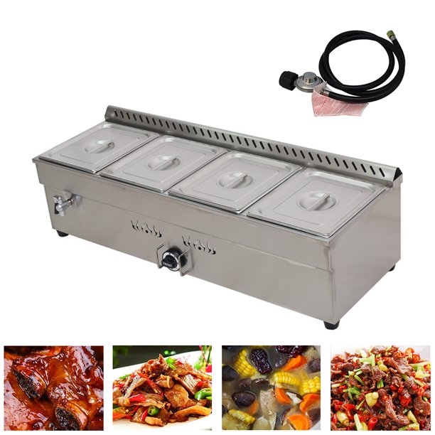 INTBUYING 4 Pans LP Gas Food Warmer Stove BainMarie Buffet Heating
