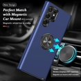 thumbnail image 2 of Shockproof Case for Samsung S22 Ultra 5G, [Embedded Finger Ring] Military Grade Phone Case Cover with Reinforced Metal Stand Kickstand [Support Magnetic Car Holder] for S22 Ultra, Blue, 2 of 13