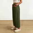 thumbnail image 7 of Oiangi Women's Barrel Pants Button High Waisted Twill Dress Pant Fall Casual Business Ankle Trousers with Pockets Army Green 2XL, 7 of 7