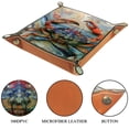 thumbnail image 3 of Women Girls Leather Square Dish Trinket Plate Jewelry Tray for Mothers Day Birthday Gift, Ocean Crab Fish, 3 of 6