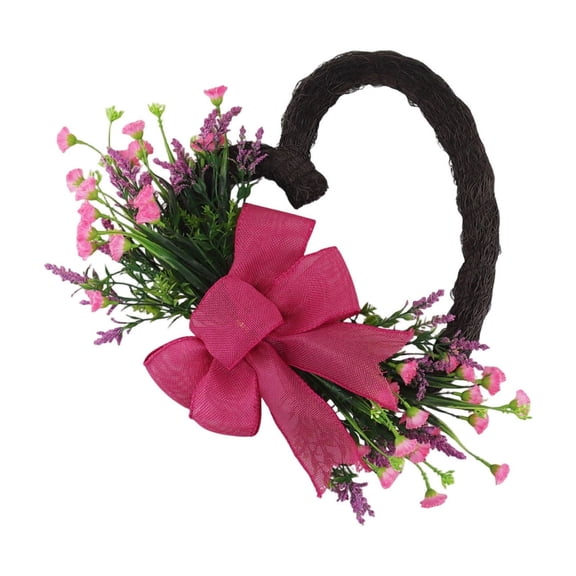 Valentine's Day Wreath 14" Heart Shaped Wreath with Pink Bow Handmade Valentine's Day Decorations for Anniversary Wedding Party Gift Home Wall Window Front Door Decor