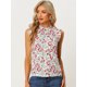 thumbnail image 2 of Blusas florales sin mangas con cuello alto para mujer Tops con volantes de verano blanco M, 2 of 6