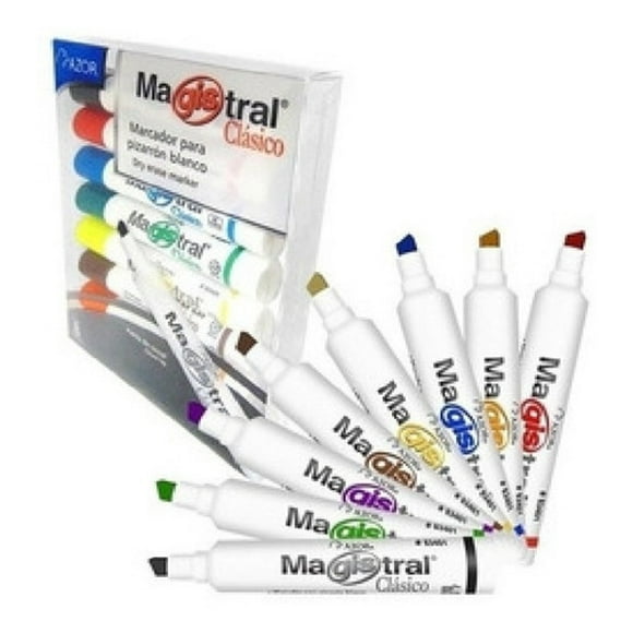 Marcador MAGISTRAL PLASTICO Azor P/PIZARRON Est. 8 colores